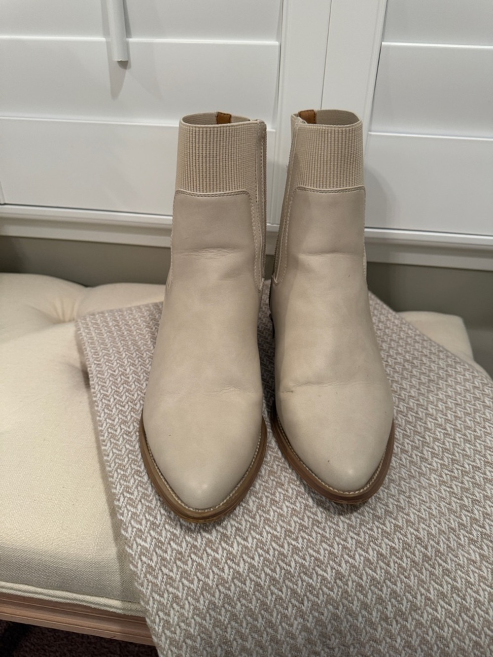 DV by Dolce Vita Cream Pointed Toe Ankle Boots